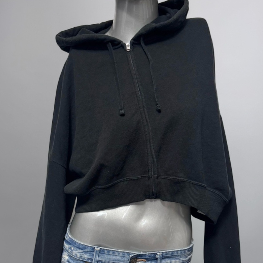 Hollister Black Cropped Zip-Up Hoodie